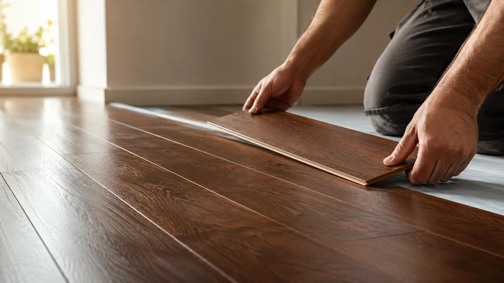 Laying wood-look plank flooring in a home